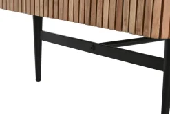 Mesa de Centro de Acacia con Mármol Negro y Patas Metálicas MB-207418