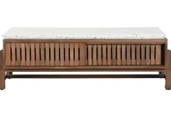 Mesa de Centro de Acacia con Terrazo y Puertas Correderas MB-219028