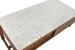 Mesa de Centro de Acacia con Terrazo y Puertas Correderas MB-219028