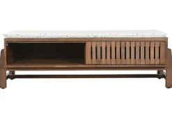 Mesa de Centro de Acacia con Terrazo y Puertas Correderas MB-219028