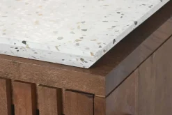 Mesa de Centro de Acacia con Terrazo y Puertas Correderas MB-219028