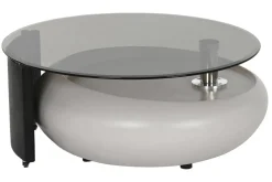 Mesa de Centro de Cristal con Estructura MDF y Acero Negro MB-217638