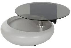 Mesa de Centro de Cristal con Estructura MDF y Acero Negro MB-217638