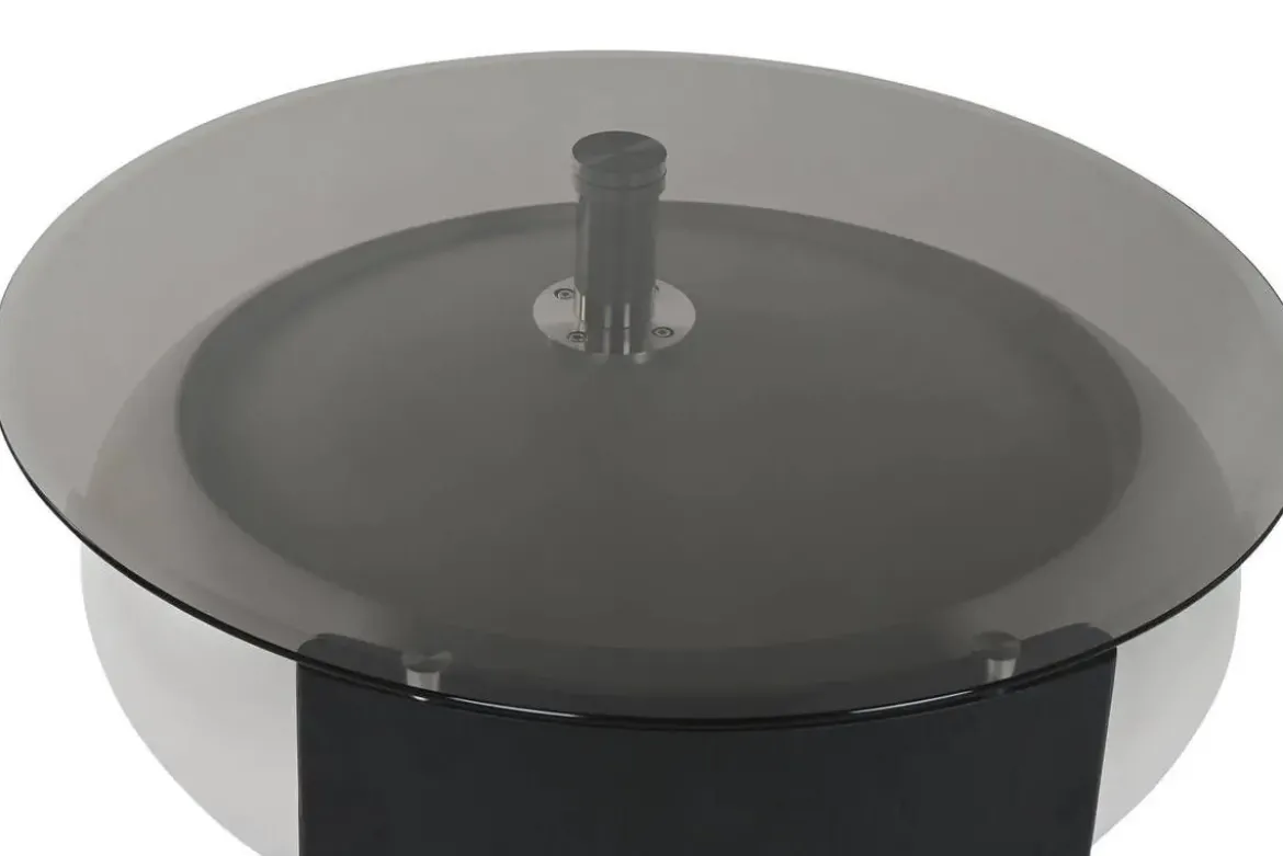 Mesa de Centro de Cristal con Estructura MDF y Acero Negro MB-217638