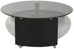 Mesa de Centro de Cristal con Estructura MDF y Acero Negro MB-217638