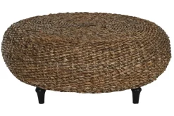 Mesa de Centro de Fibra Natural con Patas de Madera MB-217106