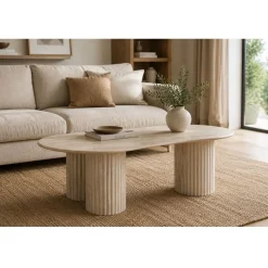 Mesa de Centro de Granito Símil Mármol 130x70 cm MB-215387