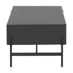 Mesa de centro de madera chapada en fresno de color negro con cajones naturales GABAR 10977