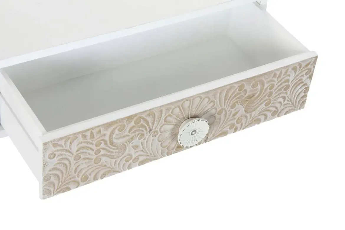 Mesa de Centro de Madera de Abeto con Diseño Mandala y 2 Cajones MB-181214