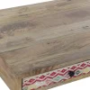 Mesa de Centro de Madera de Mango con Cajones y Patas de Metal MB-190903