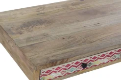 Mesa de Centro de Madera de Mango con Cajones y Patas de Metal MB-190903
