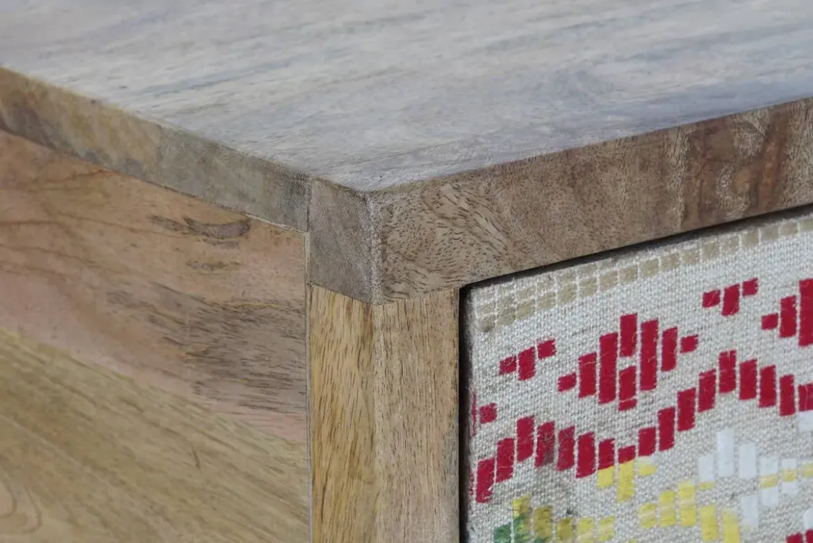 Mesa de Centro de Madera de Mango con Cajones y Patas de Metal MB-190903