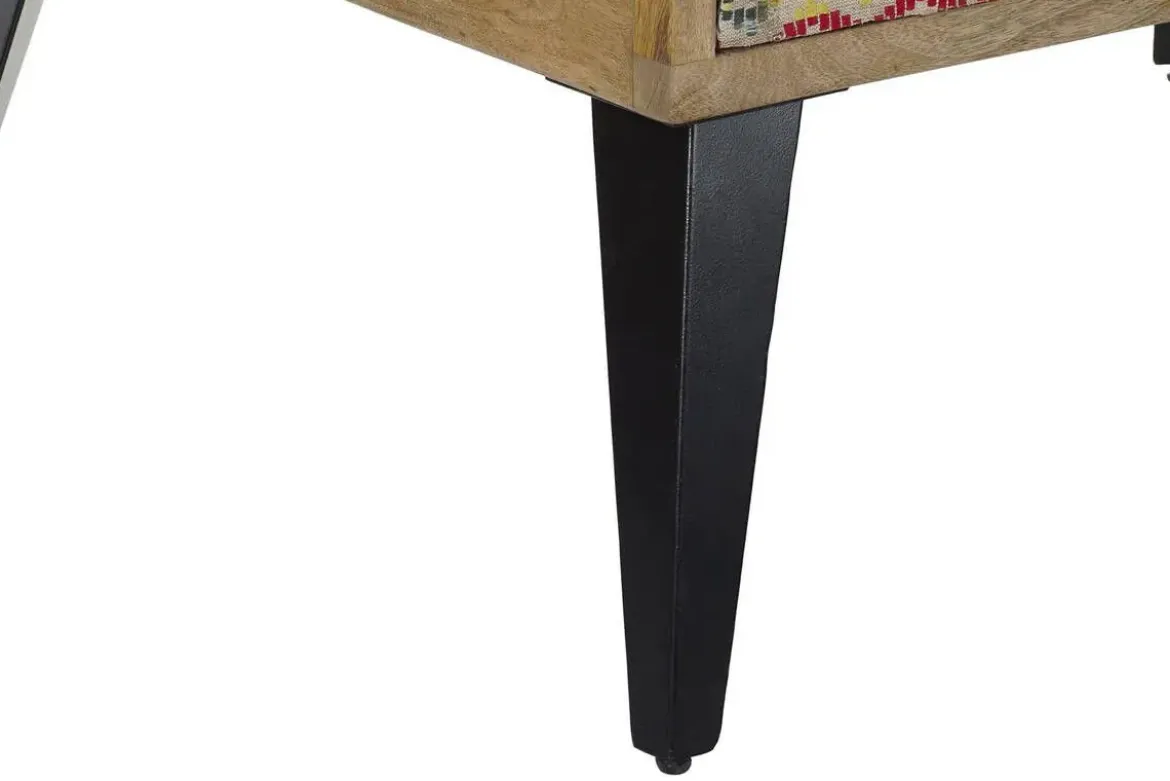 Mesa de Centro de Madera de Mango con Cajones y Patas de Metal MB-190903