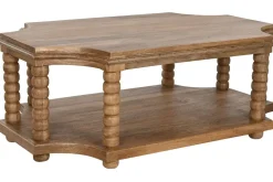 Mesa de Centro de Madera de Mango Torneada Natural MB-213711