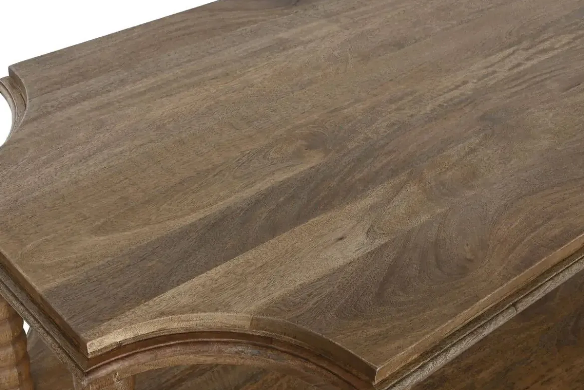 Mesa de Centro de Madera de Mango Torneada Natural MB-213711