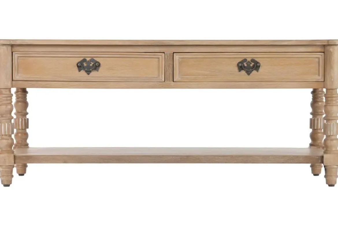 Mesa de Centro de Madera de Mango con 2 Cajones MB-223084