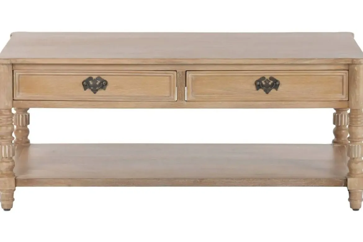 Mesa de Centro de Madera de Mango con 2 Cajones MB-223084