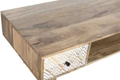 Mesa de Centro de Madera de Mango Natural con 2 Cajones MB-206554