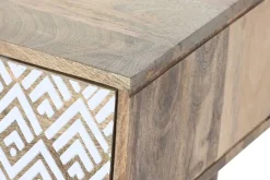 Mesa de Centro de Madera de Mango Natural con 2 Cajones MB-206554