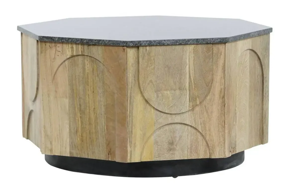 Mesa de Centro de Madera de Mango con Mármol Redonda MB-205540