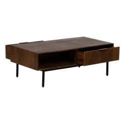 Mesa de Centro de Madera de Mango con Huecos y Cajones 110 cm 612715