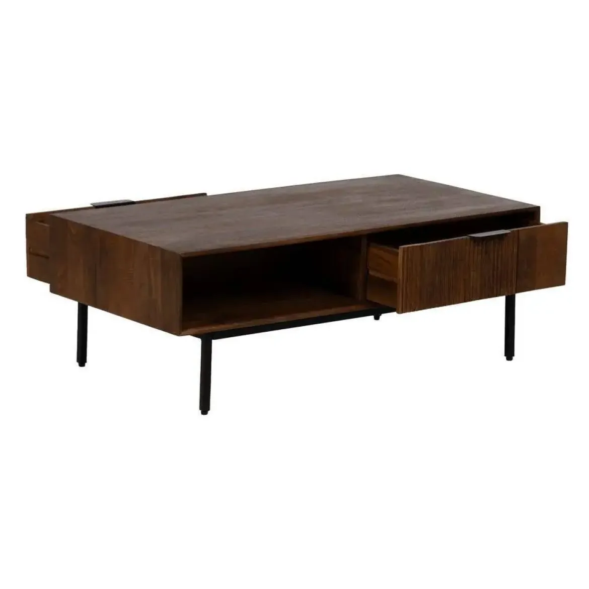 Mesa de Centro de Madera de Mango con Huecos y Cajones 110 cm 612715