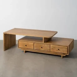 Mesa de Centro de Madera de Mango Natural con Cajones 615301
