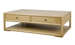 Mesa de Centro de Madera de Olmo con 2 Cajones MB-228433
