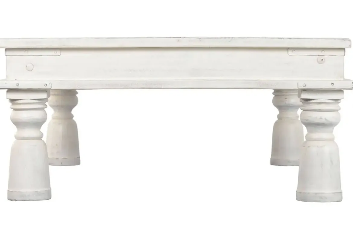 Mesa de Centro de Madera en Decapé Blanco 170 cm MB-224034