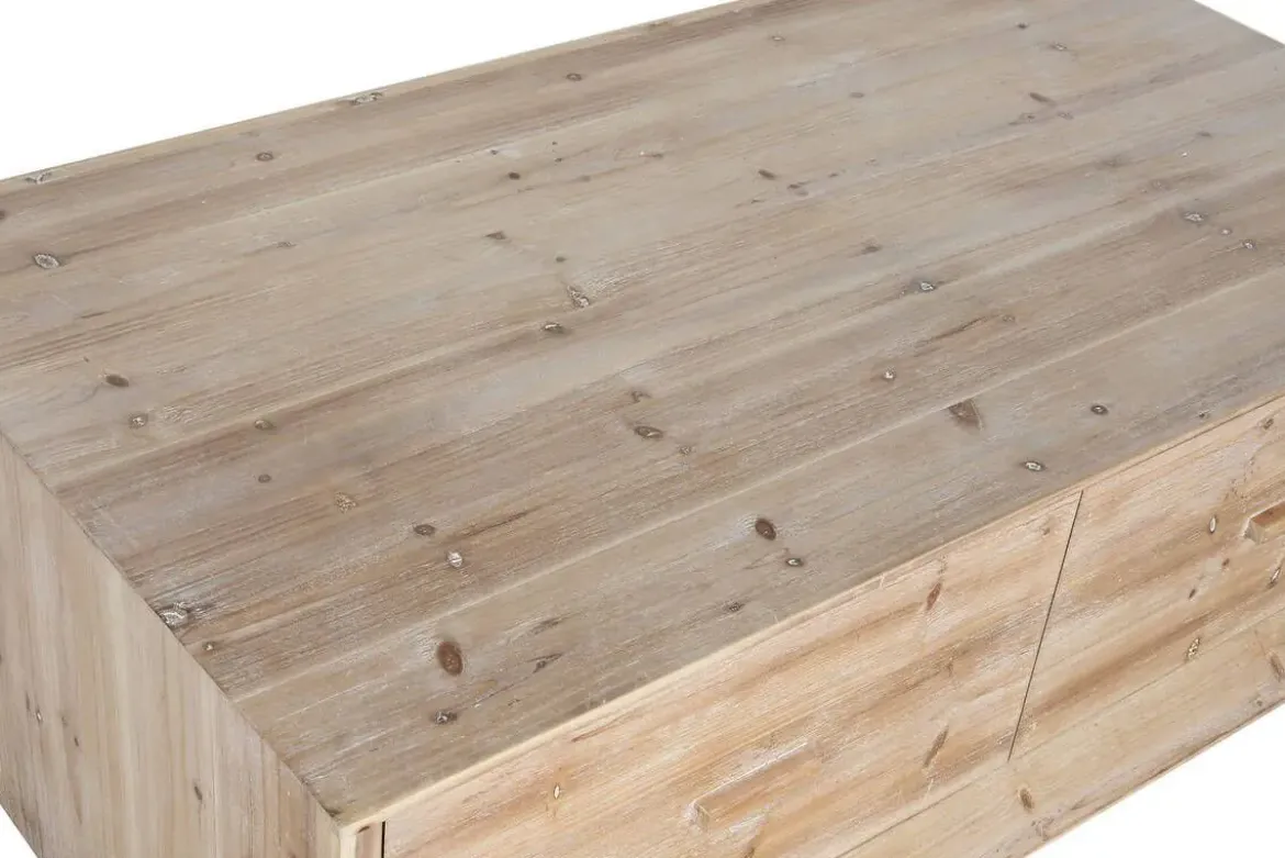 Mesa de Centro de Madera Natural con 2 Cajones MB-213018