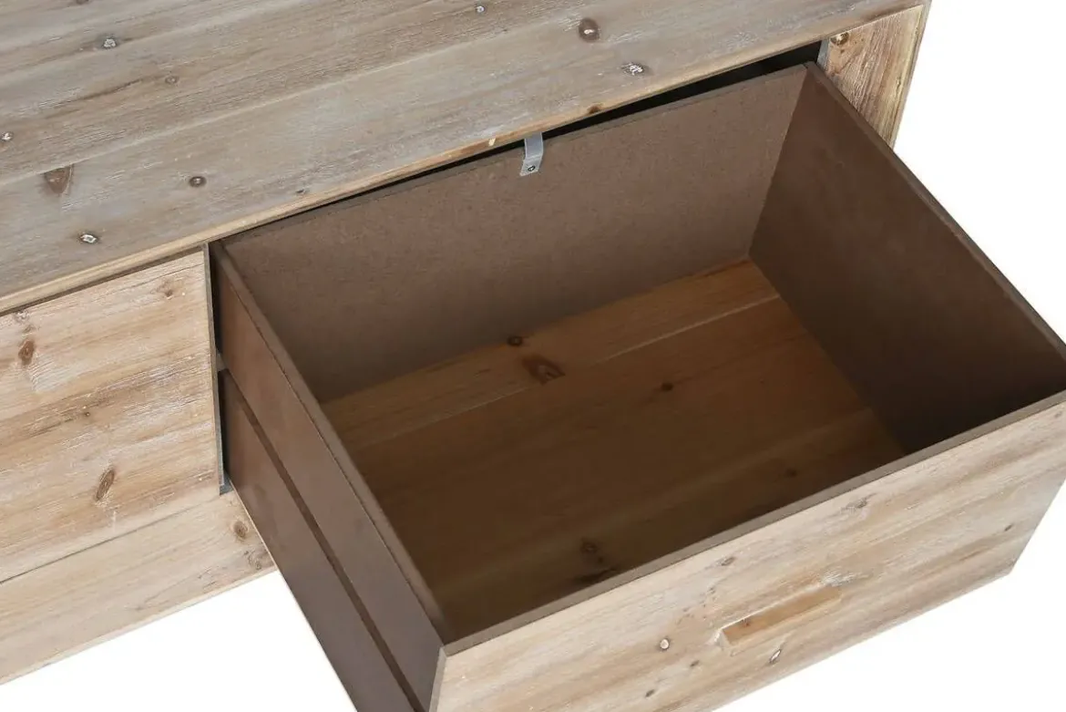 Mesa de Centro de Madera Natural con 2 Cajones MB-213018