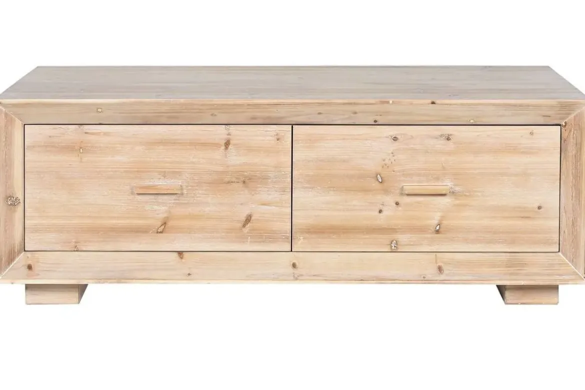 Mesa de Centro de Madera Natural con 2 Cajones MB-213018