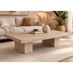 Mesa de Centro de Madera Olmo Macizo 170 cm Natural MB-226317
