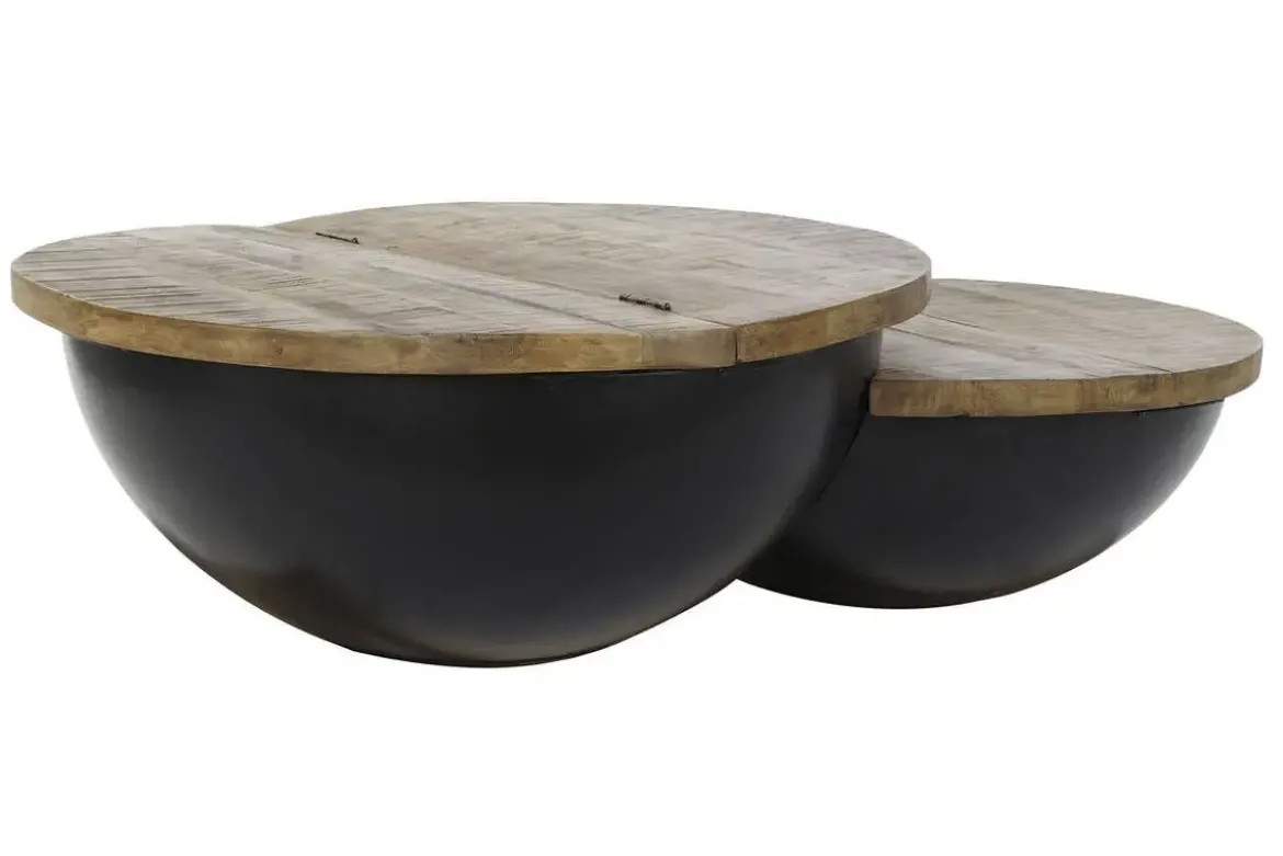 Mesa de centro de Madera y Metal Estilo Industrial MB-189857
