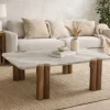 Mesa de Centro de Mármol y Madera de Mango Marrón MB-223561