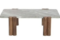 Mesa de Centro de Mármol y Madera de Mango Marrón MB-223561