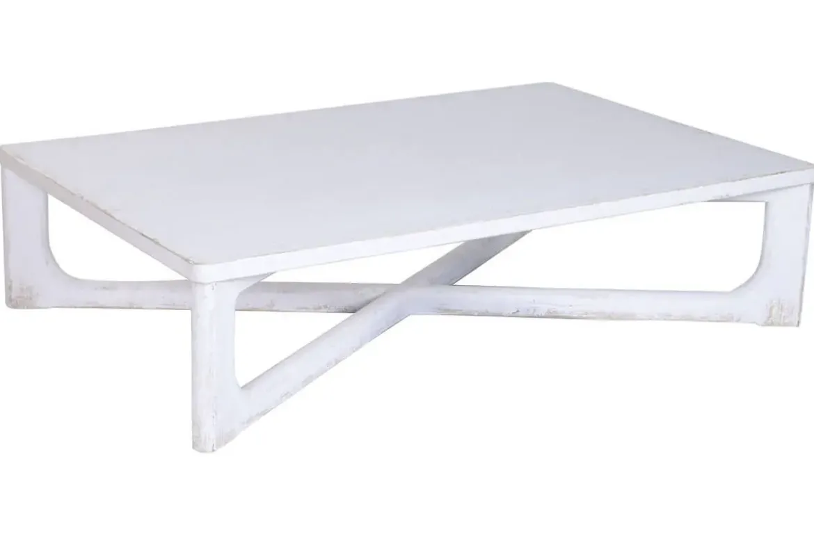 Mesa de Centro de Olmo Macizo 170 cm Blanca MB-226326