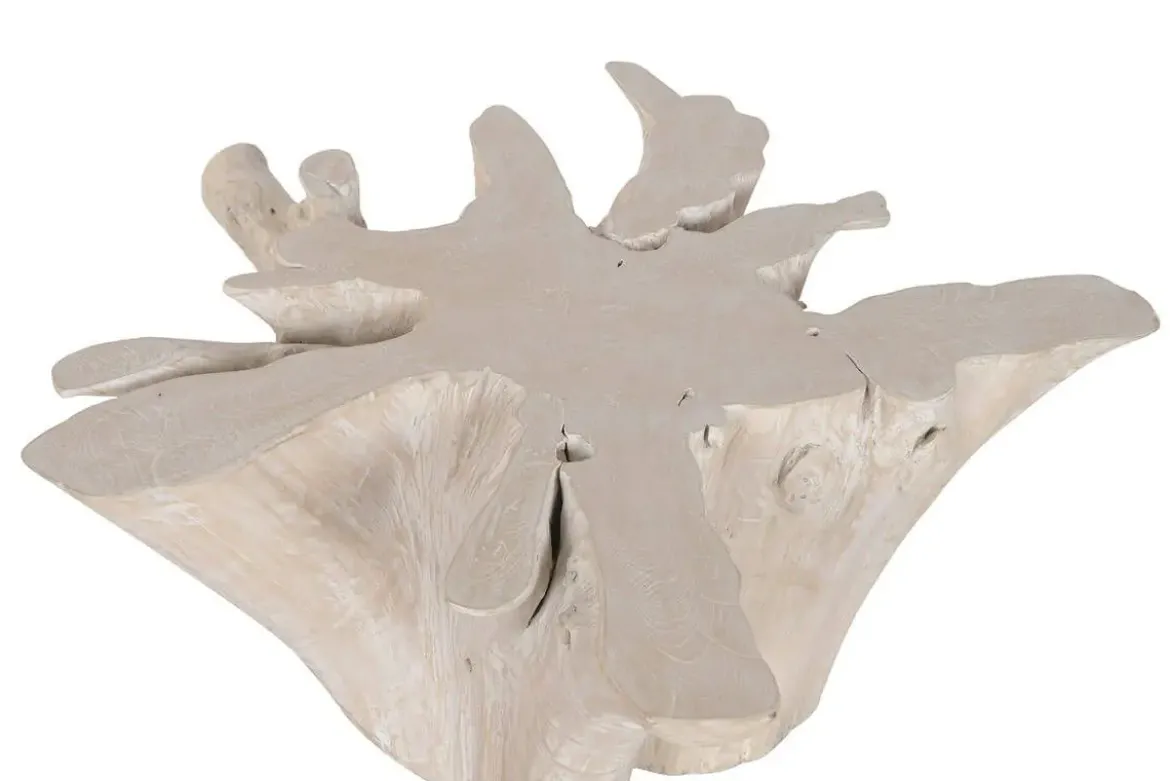 Mesa de Centro de Raíz de Teca Decapé Blanco 90 cm MB-223004