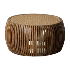 Mesa de Centro de Salón en Madera de Mango y Ratán 615237