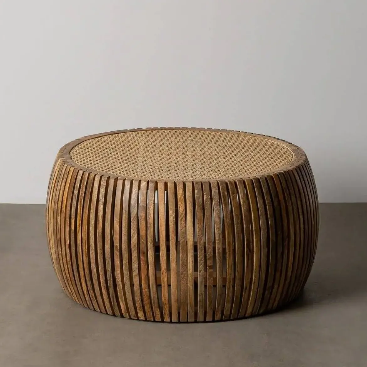 Mesa de Centro de Salón en Madera de Mango y Ratán 615237