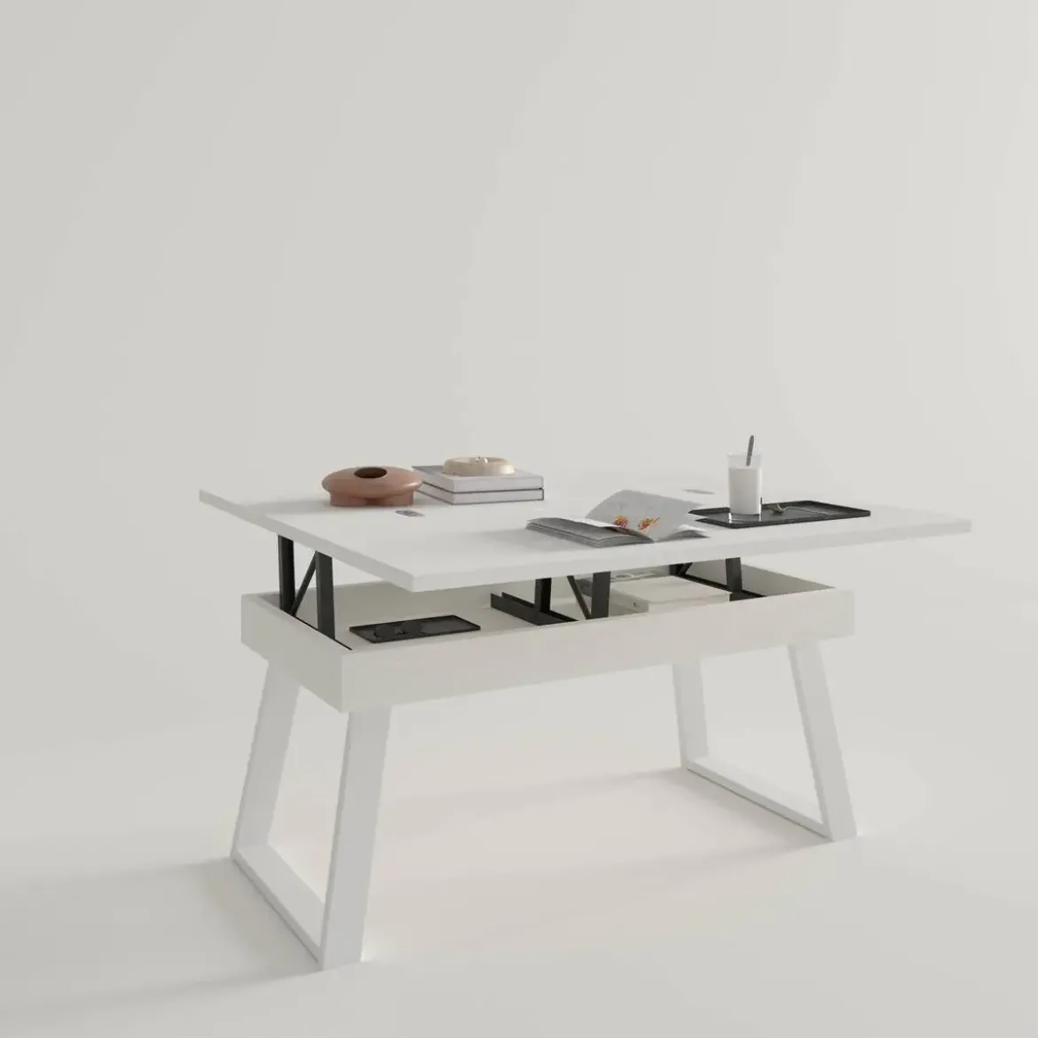 Mesa de Centro Elevable Rectangular 110x50 Melamina Trapecio M838