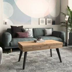 Mesa de Centro Elevable Rectangular con Patas Metálicas Inclinadas M839