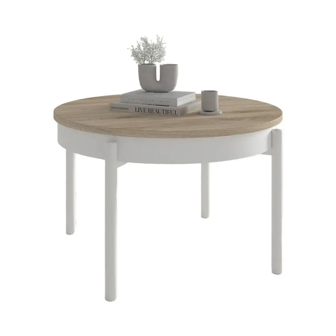 Mesa de Centro Elevable Redonda 72 cm Metal Cilindro M836
