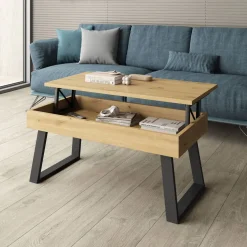 Mesa de Centro Elevable 100x50 cm con Patas Metálicas Trapecio M804