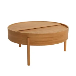 Mesa de Centro en Madera de Roble 80 cm con Estante Giratorio OASIS CG1922RO