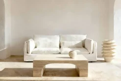 Mesa de Centro Estructura de Madera Travertino MB-221949