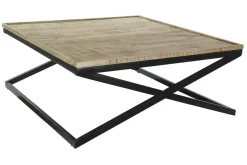 Mesa de Centro Madera con Patas de Metal y 3 Bandejas MB-189851