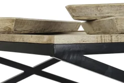 Mesa de Centro Madera con Patas de Metal y 3 Bandejas MB-189851