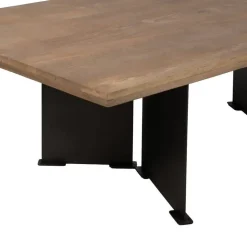 Mesa de Centro Natural de Madera de Mango y Patas de Hierro 150 cm 612852