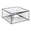 Mesa de Centro Negra 80 cm con Estructura Metálica y Tapa de Cristal 615015
